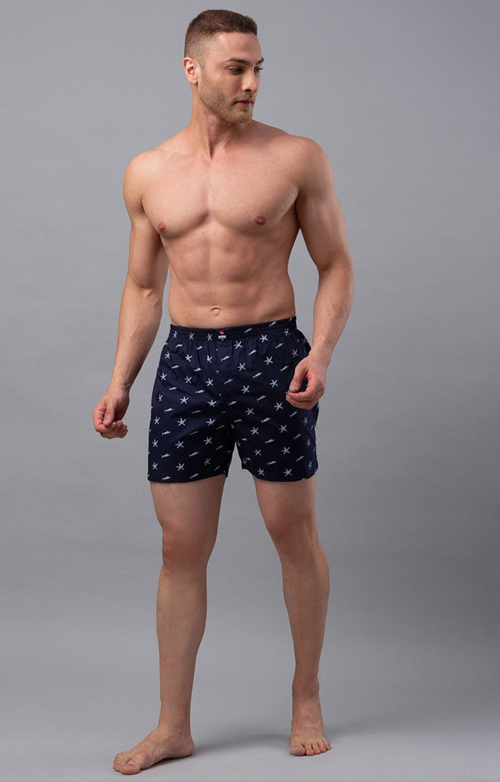 Blue Cotton Boxer for Men Premium - (Pack of 2)- UnderJeans by Spykar
