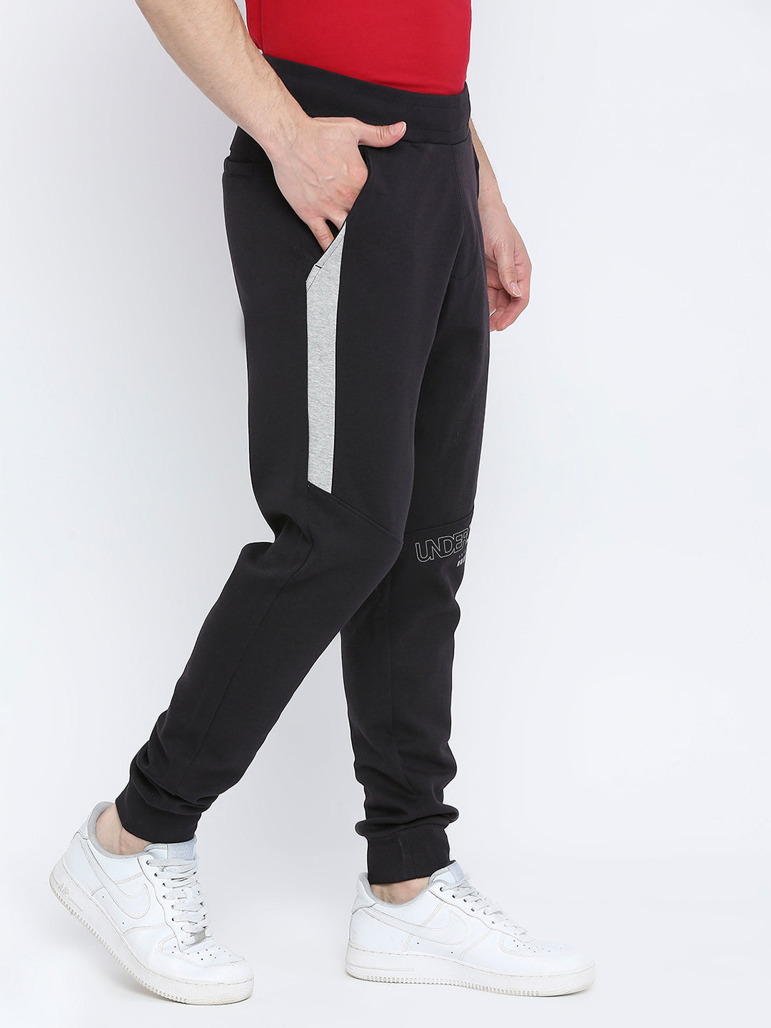 Men Premium Cotton Navy Trackpant - UnderJeans by Spykar
