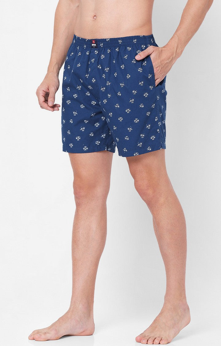Men Premium Blue Cotton Boxers- UnderJeans by Spykar