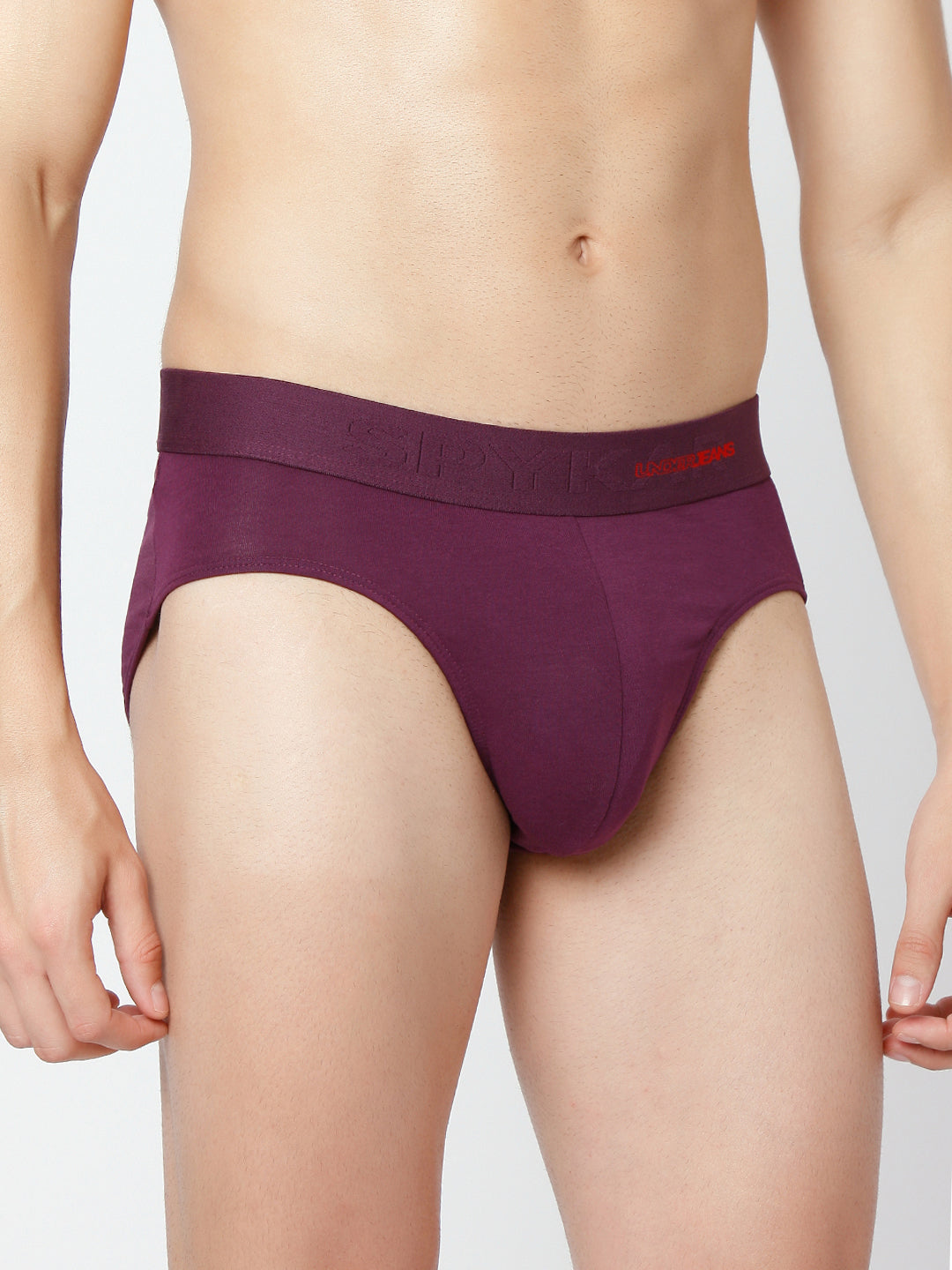 Men Premium Black & Purple Cotton Blend Brief (Pack of 2)- UnderJeans by Spykar