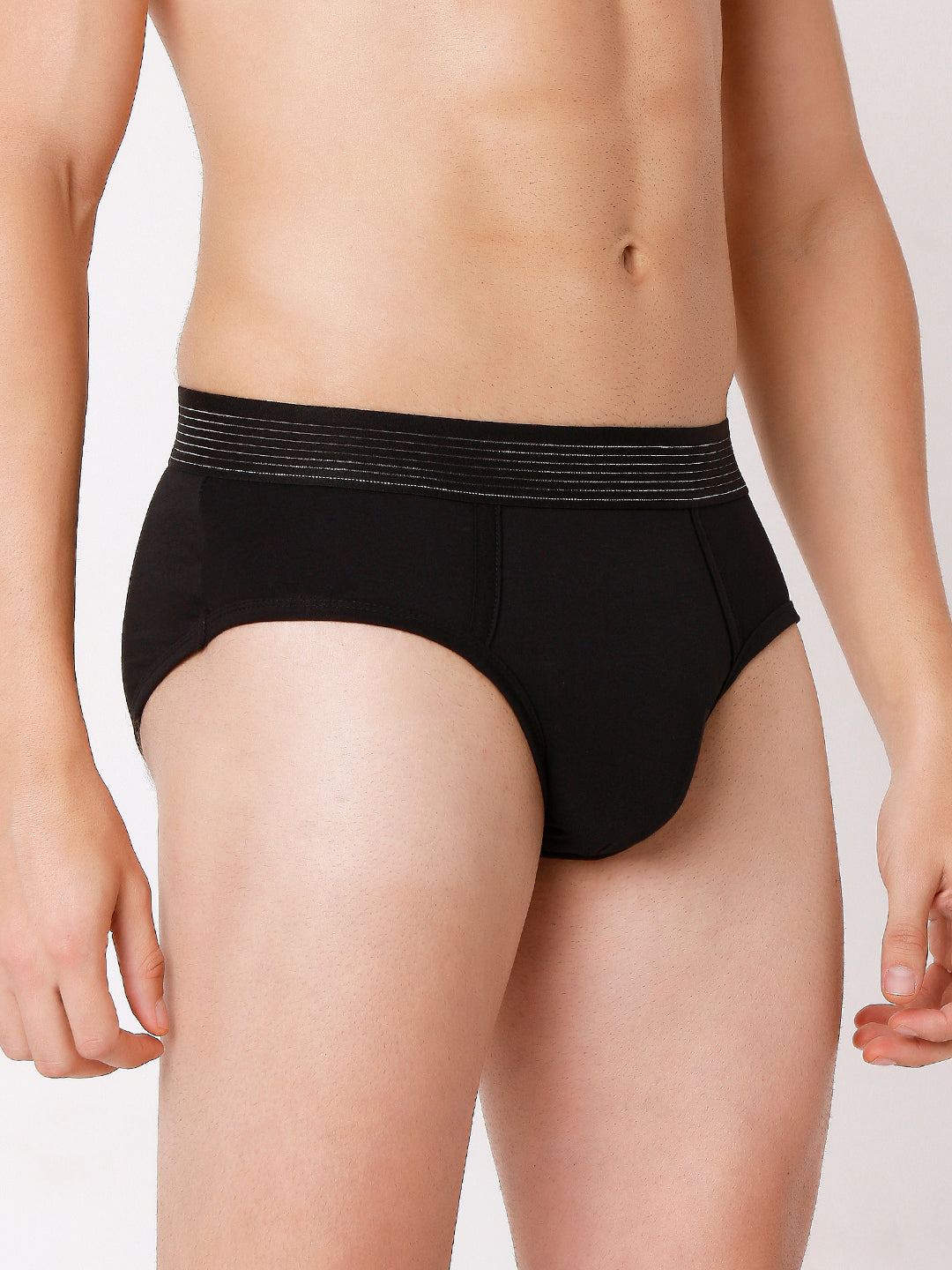 Men Premium Black & Grey-Orange & Olive Cotton Blend Brief (Pack of 3)- UnderJeans by Spykar