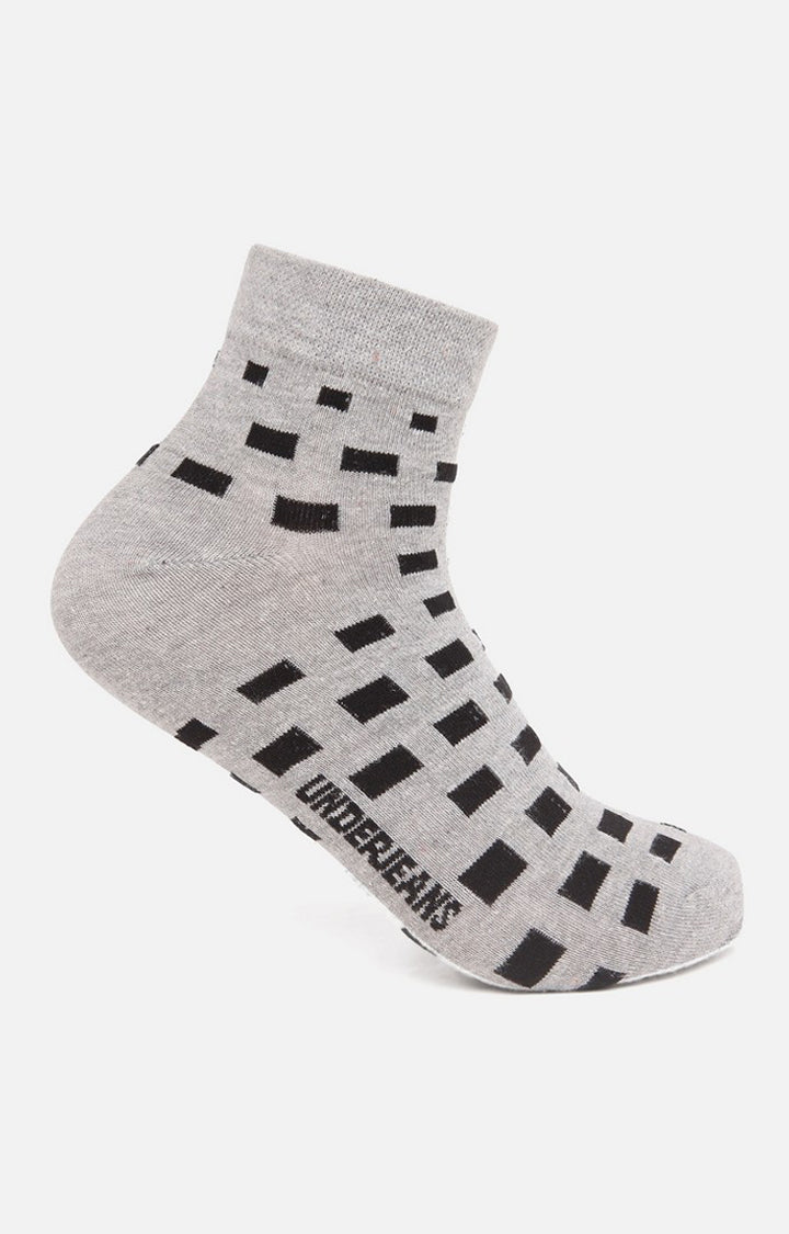 Men Premium Black Grey Navy Ankle Length (Non Terry) (Pack of 3) Socks - UnderJeans by Spykar