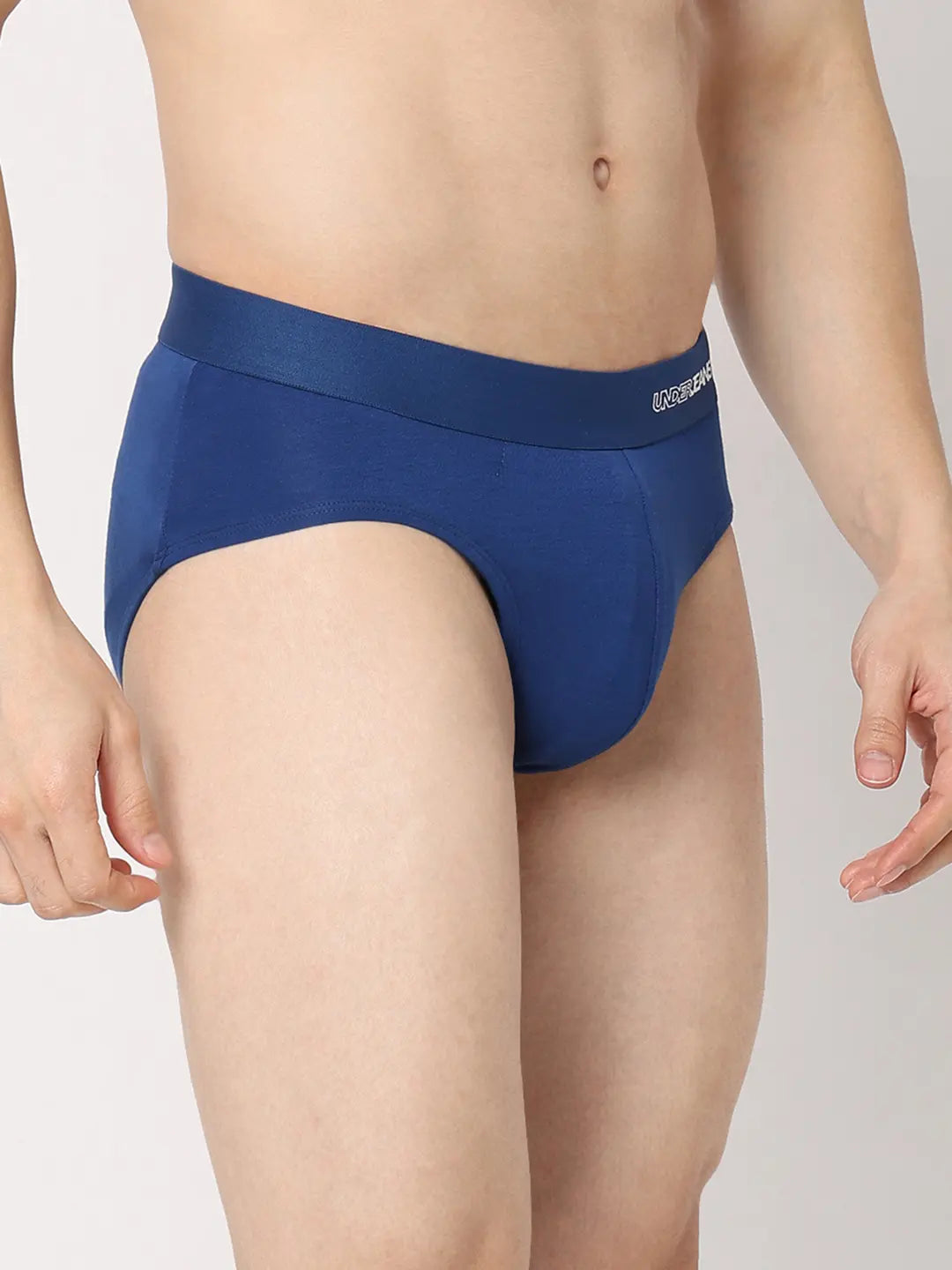 Underjeans by Spykar Men Premium Dark Blue Cotton Blend Regular Fit Brief