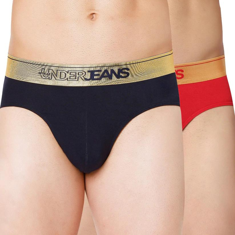 Underjeans by Spykar Men Premium Assorted Cotton Blend Brief (Pack of 2)