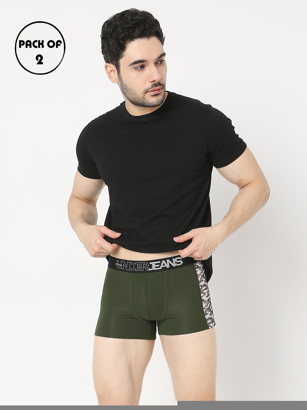 Underjeans by Spykar Men Premium Pack of 2 Grey - Olive Trunk
