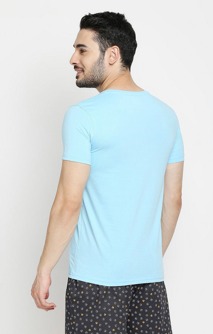 Men Premium Black & Blue Cotton Regular Fit Round Neck T-shirts - Pack of 2- UnderJeans by Spykar