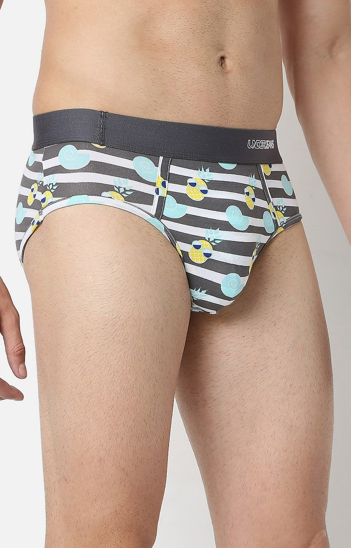 Men Premium Grey Cotton Brief - UnderJeans by Spykar