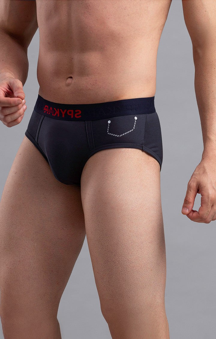 Underjeans by Spykar Men Premium Cotton Blend Grey Brief