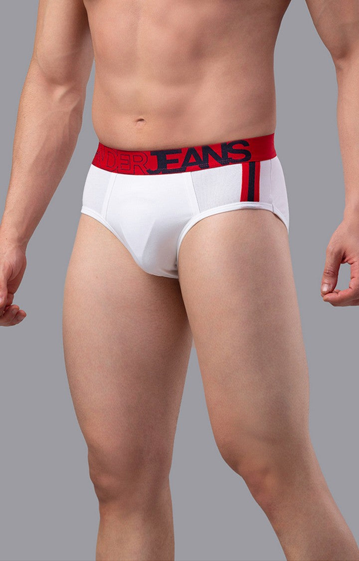White Cotton Brief for Men Premium- UnderJeans by Spykar