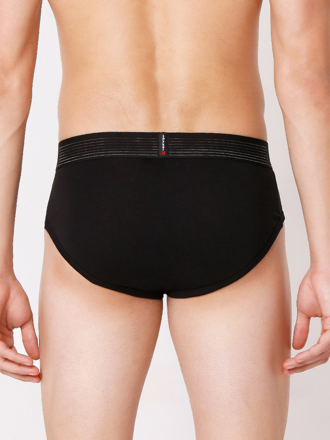 Men Premium Black & Grey-Orange & Olive Cotton Blend Brief (Pack of 3)- UnderJeans by Spykar