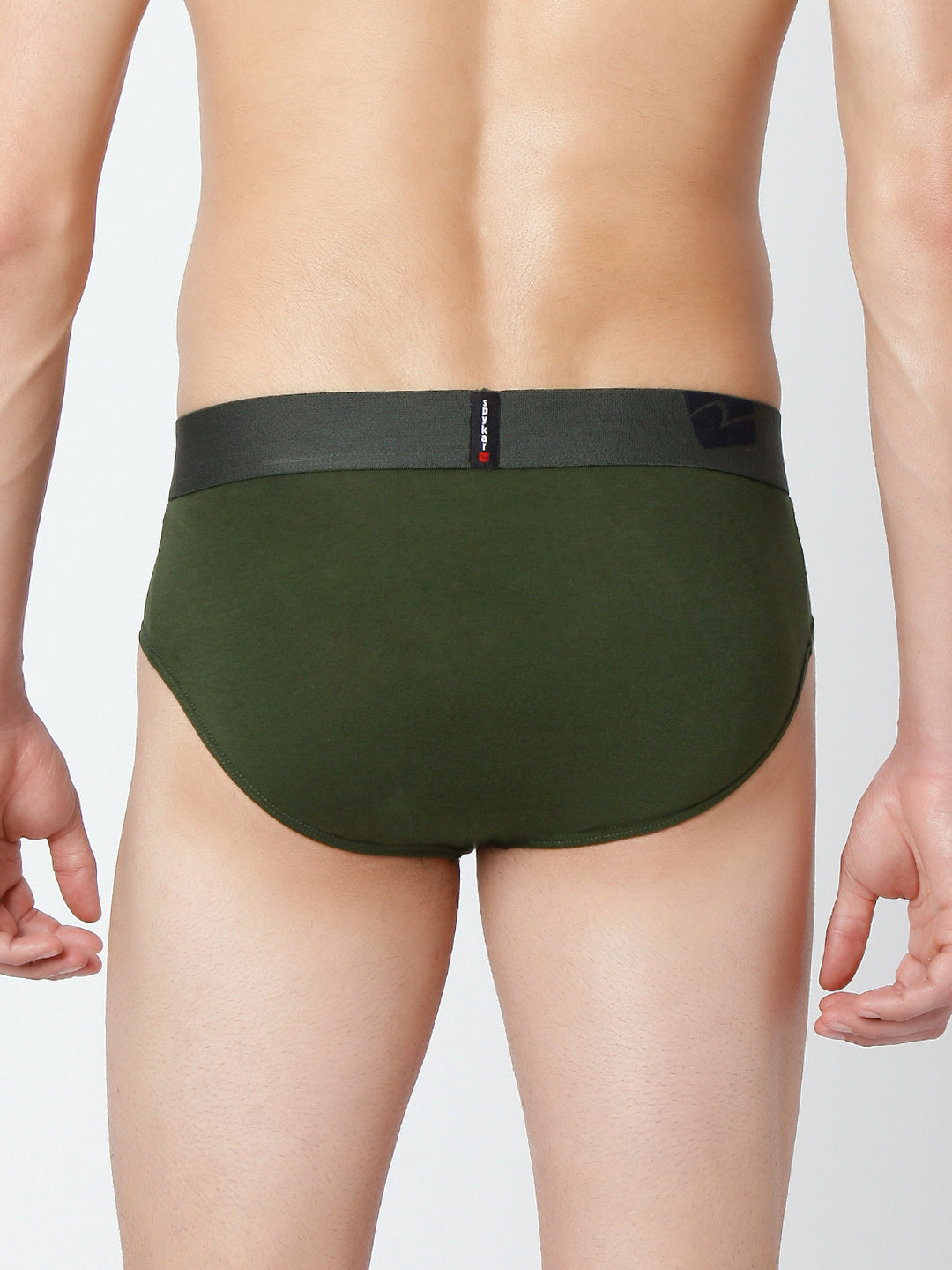 Men Premium Olive & White Cotton Blend Brief (Pack of 2)- UnderJeans by Spykar