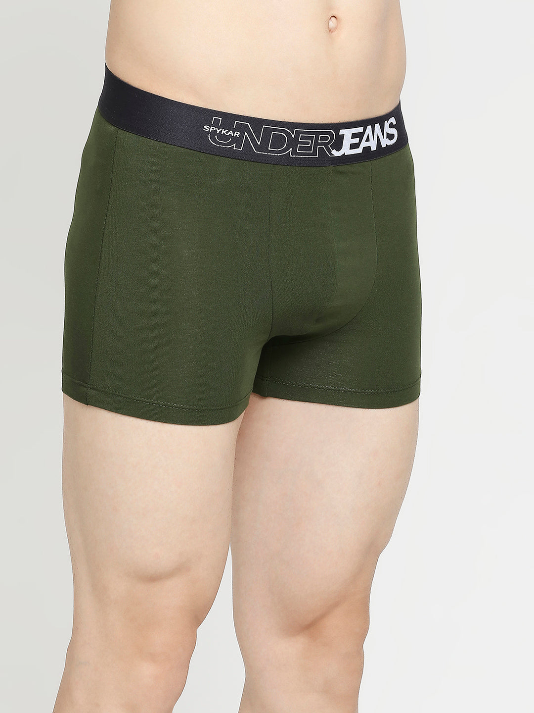 Men Premium Dark Grey & Olive Cotton Blend Trunk - Pack Of 2- UnderJeans by Spykar