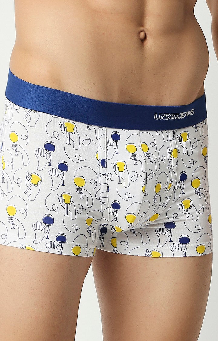Underjeans by Spykar Men Premium Blue Cotton Blend Printed Trunk