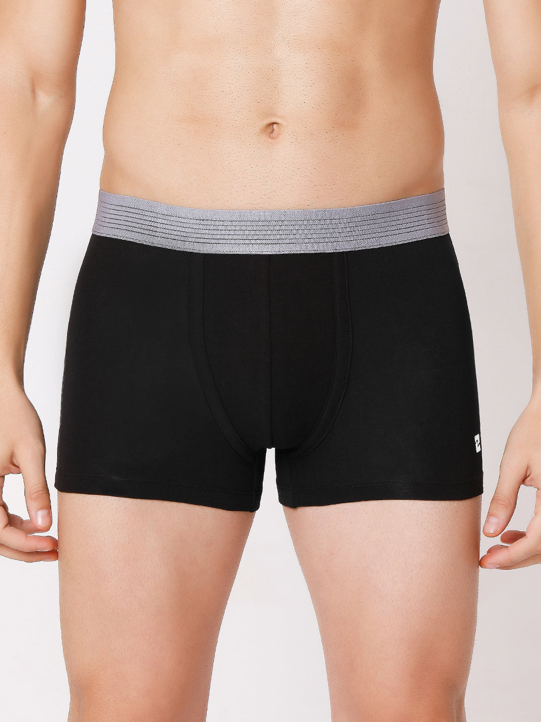 Men Premium Black-Grey & Grey-Orange Cotton Blend Trunk (Pack of 2)- UnderJeans by Spykar