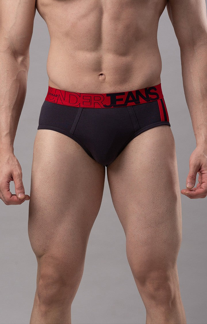 Grey Cotton Brief for Men Premium - (Pack of 2)- UnderJeans by Spykar