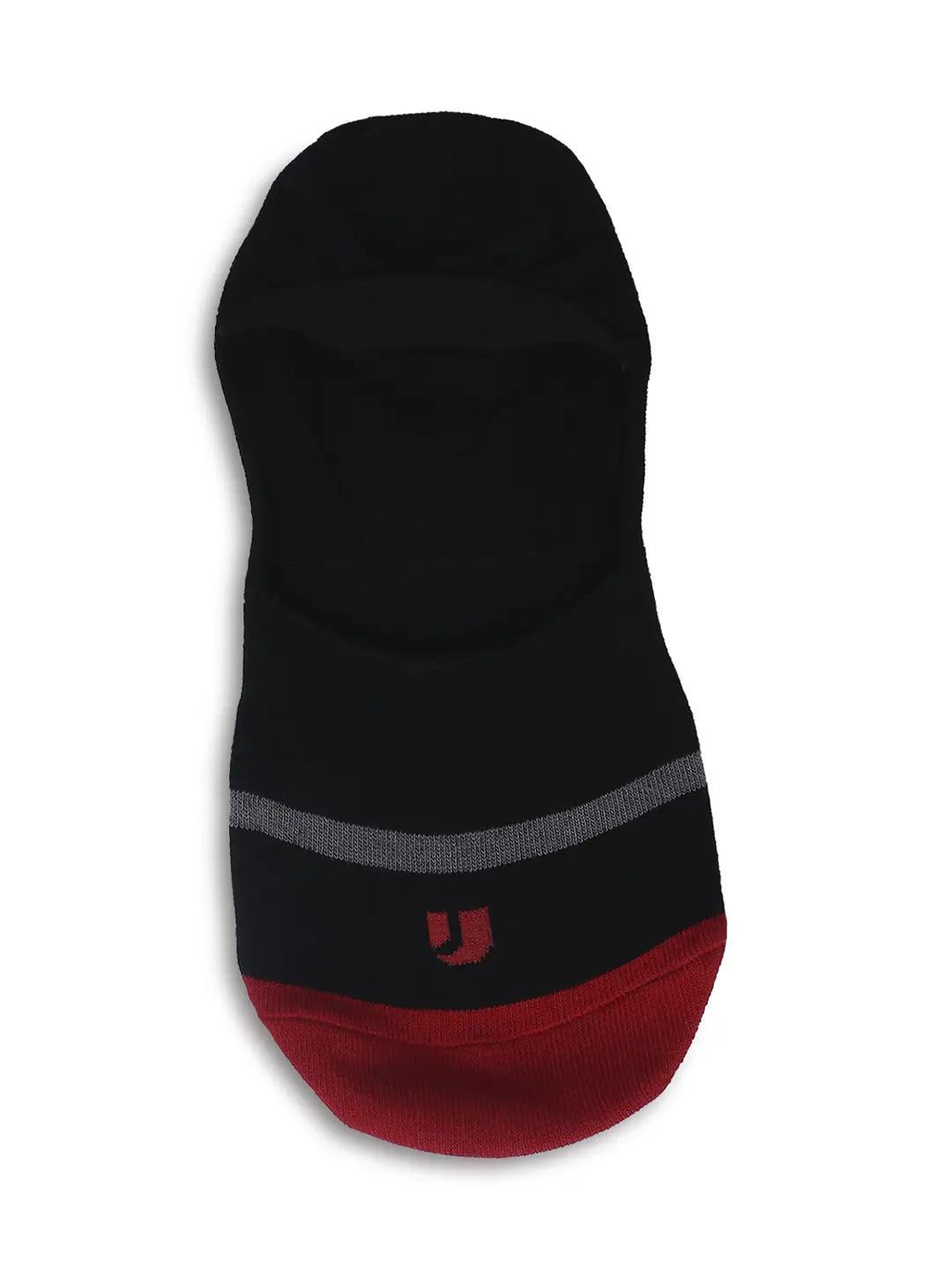 Men Black & White Cotton Blend No Show Socks - Pack Of 2 - Underjeans by Spykar