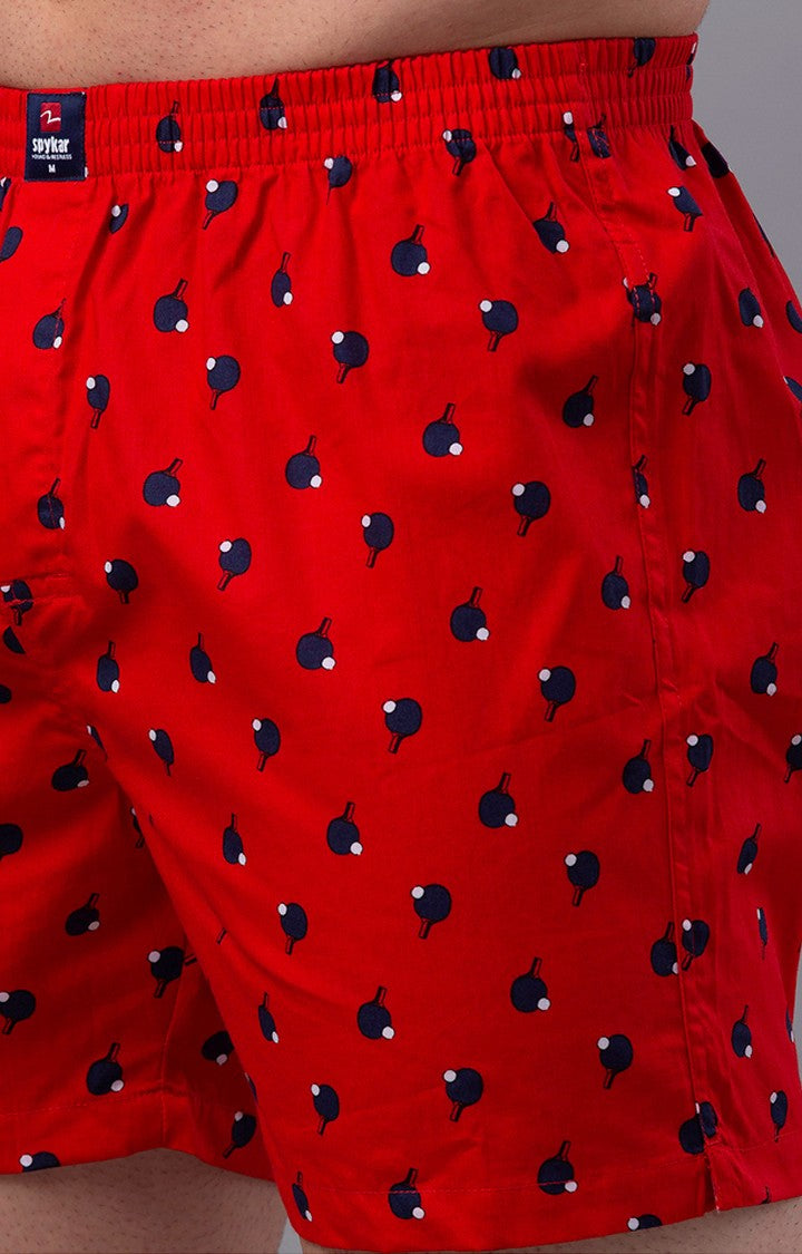 Red Cotton Boxer for Men Premium- UnderJeans by Spykar