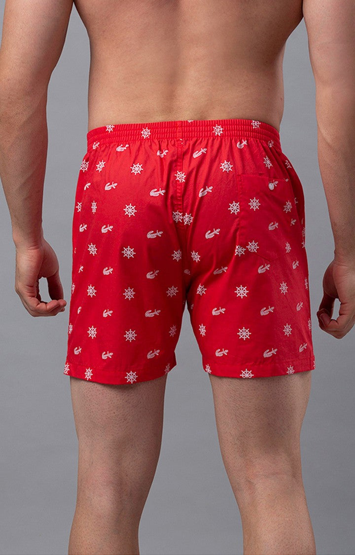 Red Cotton Boxer for Men Premium- UnderJeans by Spykar