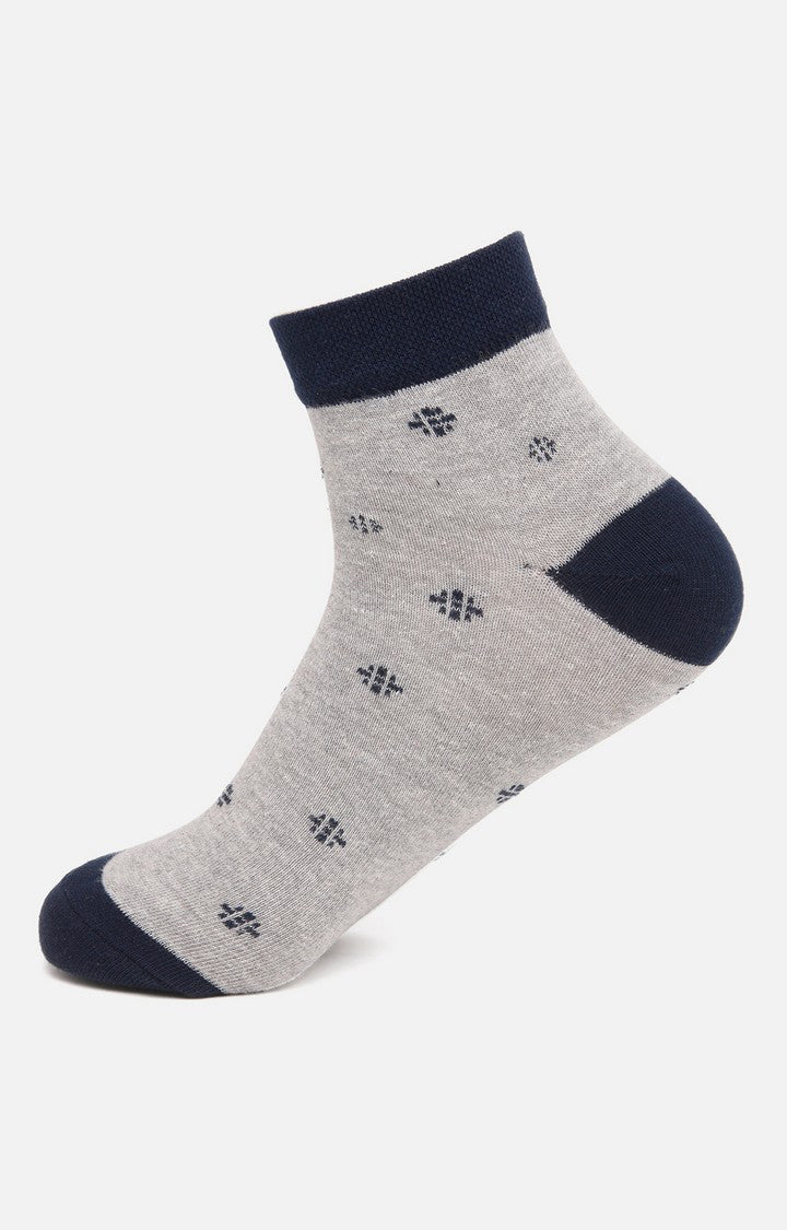 Men Premium Grey Black Ankle Length (Non Terry) Single Pair of Socks- UnderJeans by Spykar