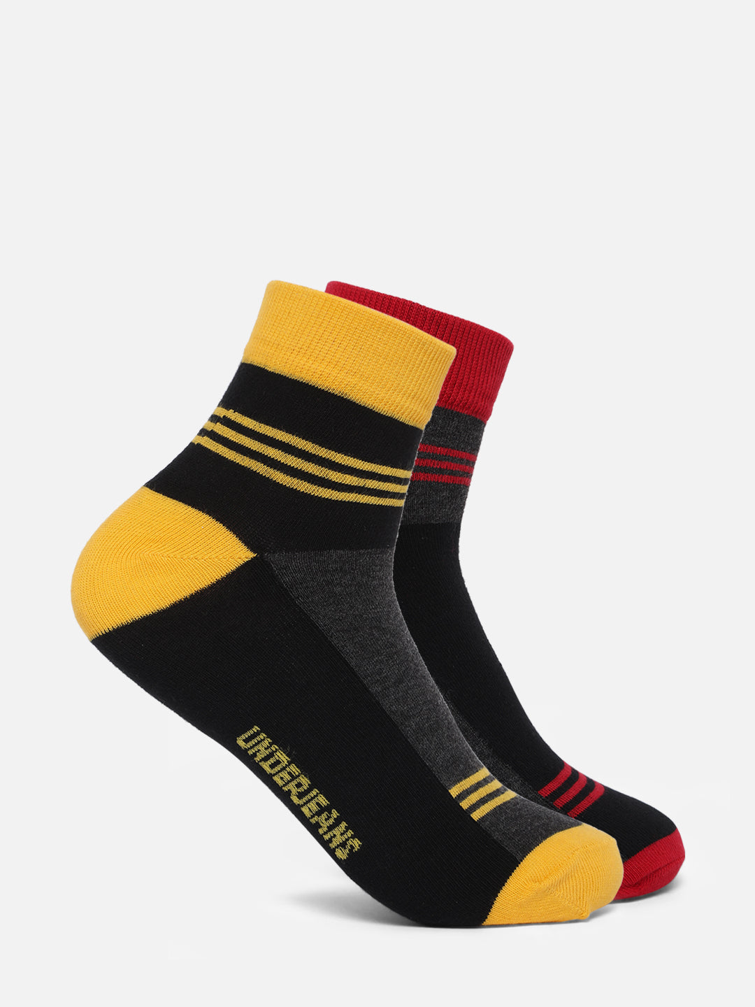 Men Premium Assorted Ankle length (Non terry) Socks Pack of 2- UnderJeans by Spykar