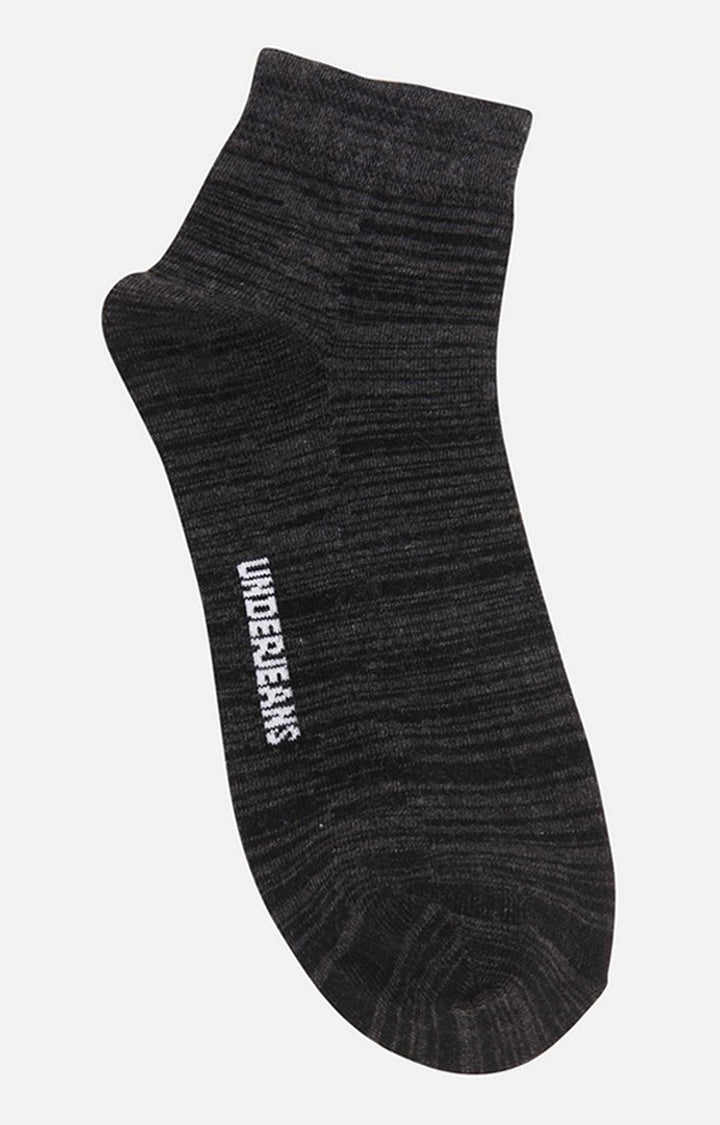 Men Premium Black Ankle Length (Non Terry) Single Pair of Socks- UnderJeans by Spykar