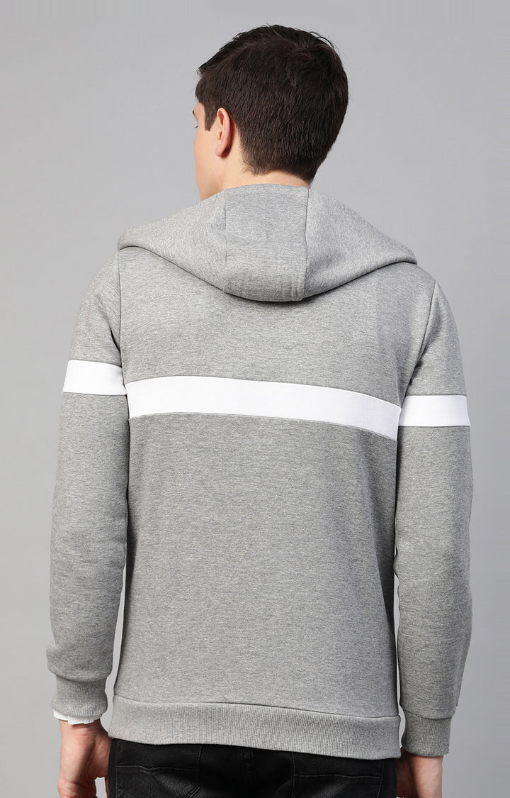 Grey Melange Cotton Solid Hooded Sweatshirts- UnderJeans by Spykar