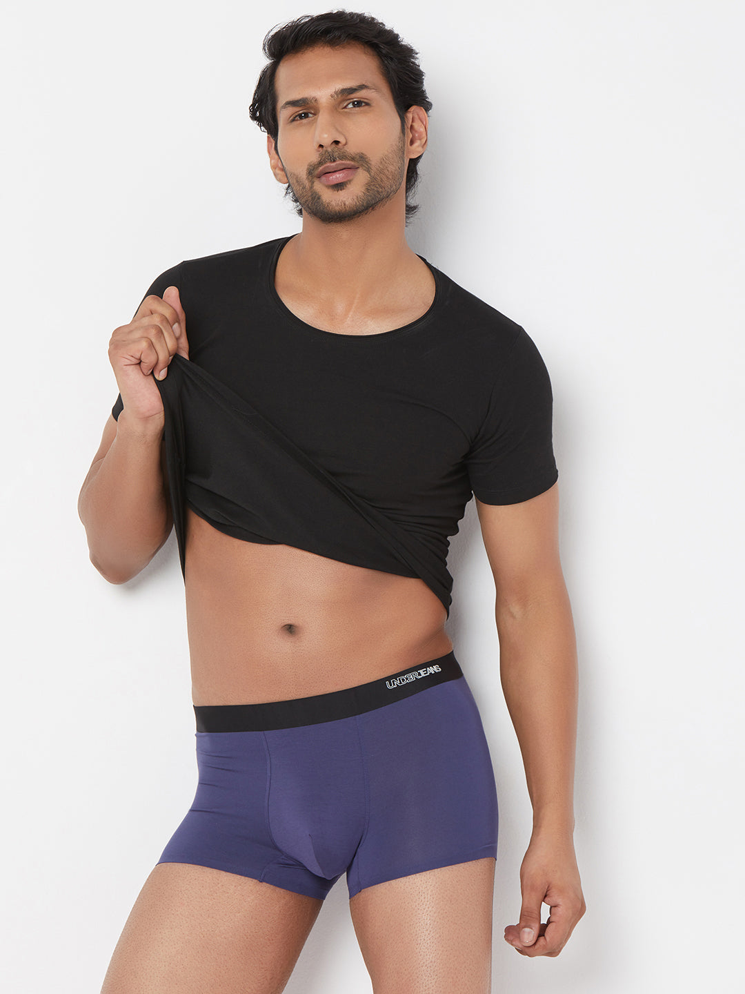 Men Navy Solid Super Premium Bonded Elastic Trunk - UnderJeans by Spykar