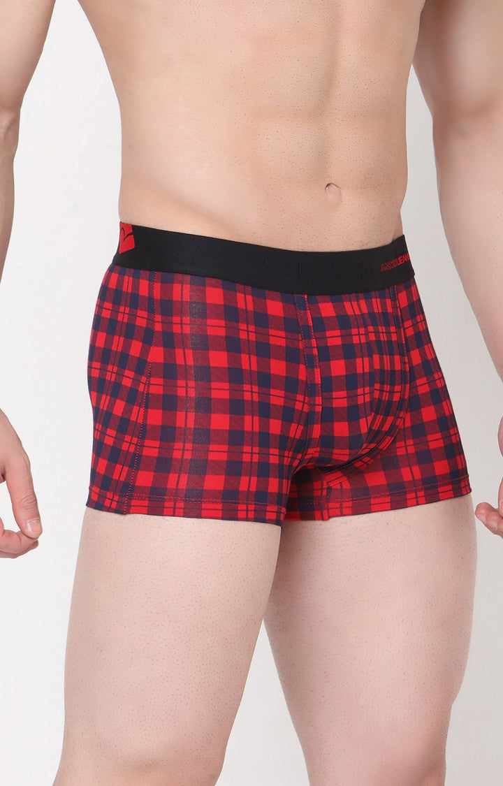 Men Premium Cotton Blend Blue-Check Trunk - (Pack of 2)- UnderJeans by Spykar