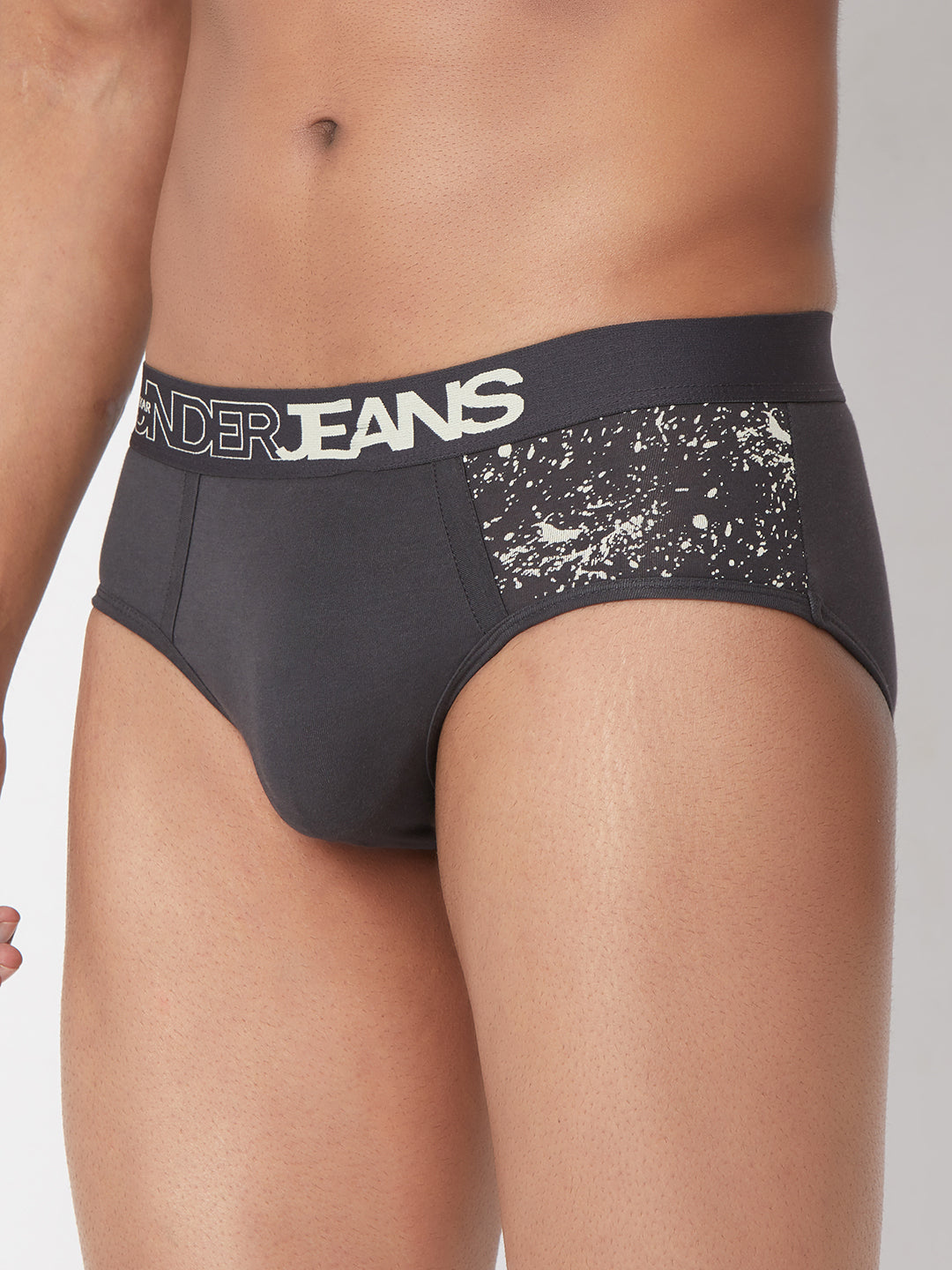 Men Premium Grey Cotton Blend Brief- UnderJeans by Spykar