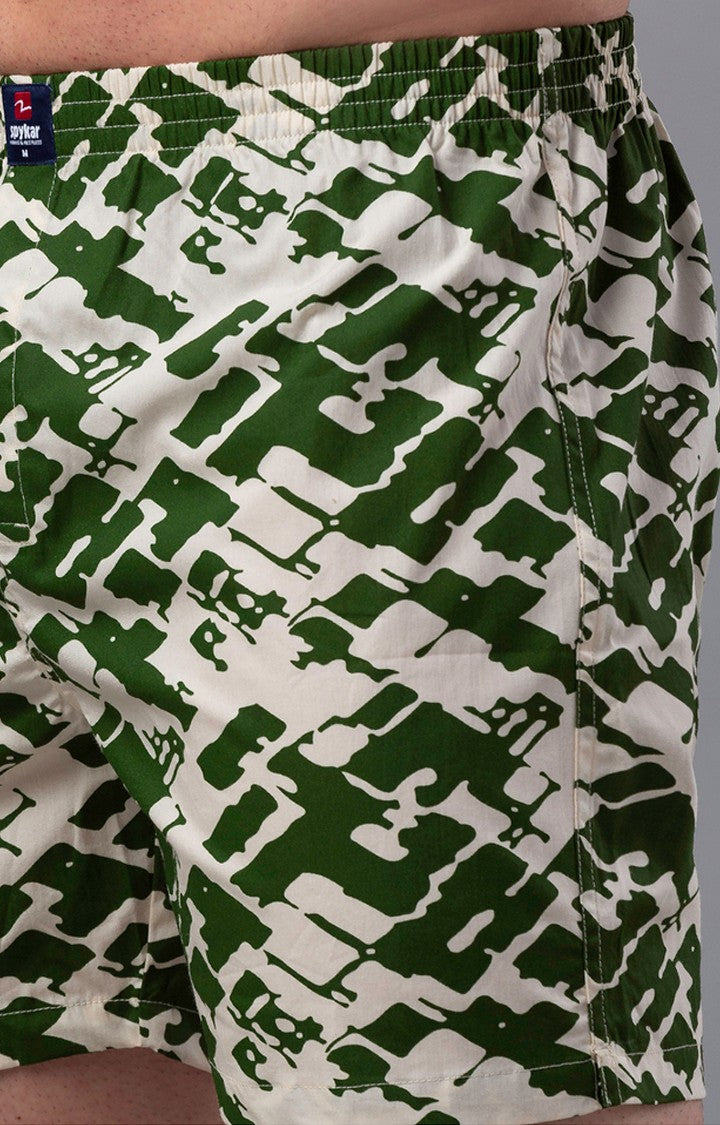 White Cotton Boxer for Men Premium- UnderJeans by Spykar