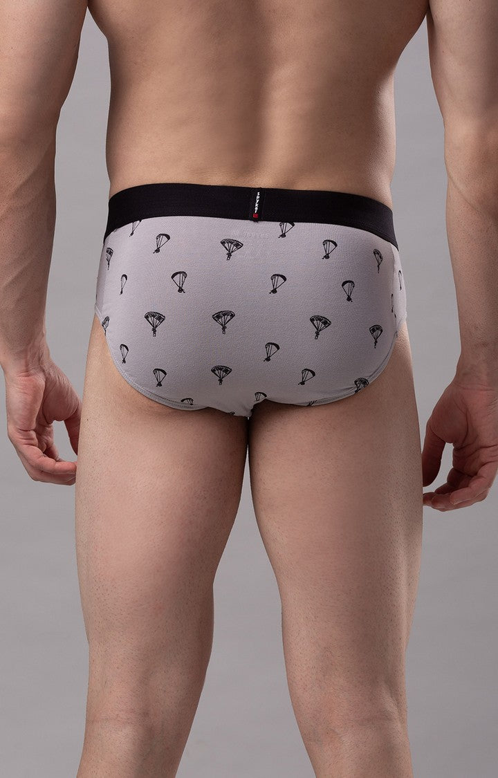 Men Premium Cotton Blend Grey Brief - (Pack of 2)- UnderJeans by Spykar