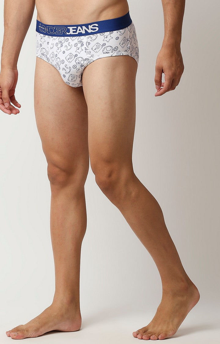 Underjeans by Spykar Men Premium Blue Cotton Blend Regular Fit Brief