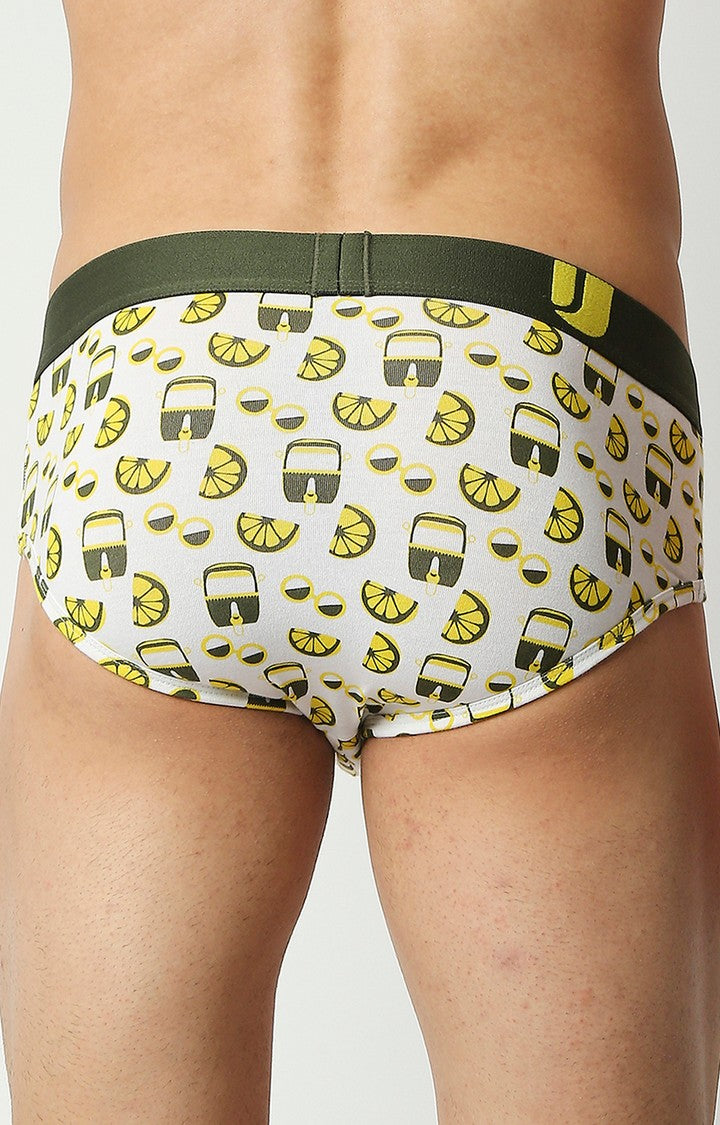 Men Premium Green Cotton Blend Regular Fit Brief - UnderJeans by Spykar