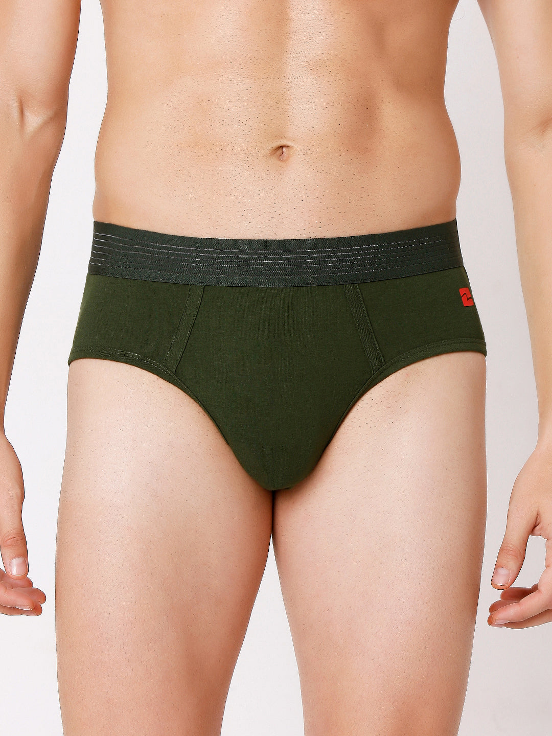 Men Premium Black & Olive Cotton Blend Brief (Pack of 2)- UnderJeans by Spykar