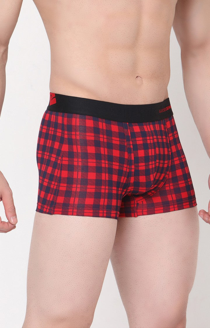 Blue-Check Cotton Trunk for Men Premium- UnderJeans by Spykar