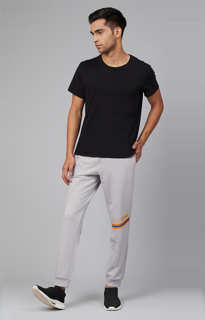 Grey Cotton Blend Solid Trackpants- UnderJeans by Spykar
