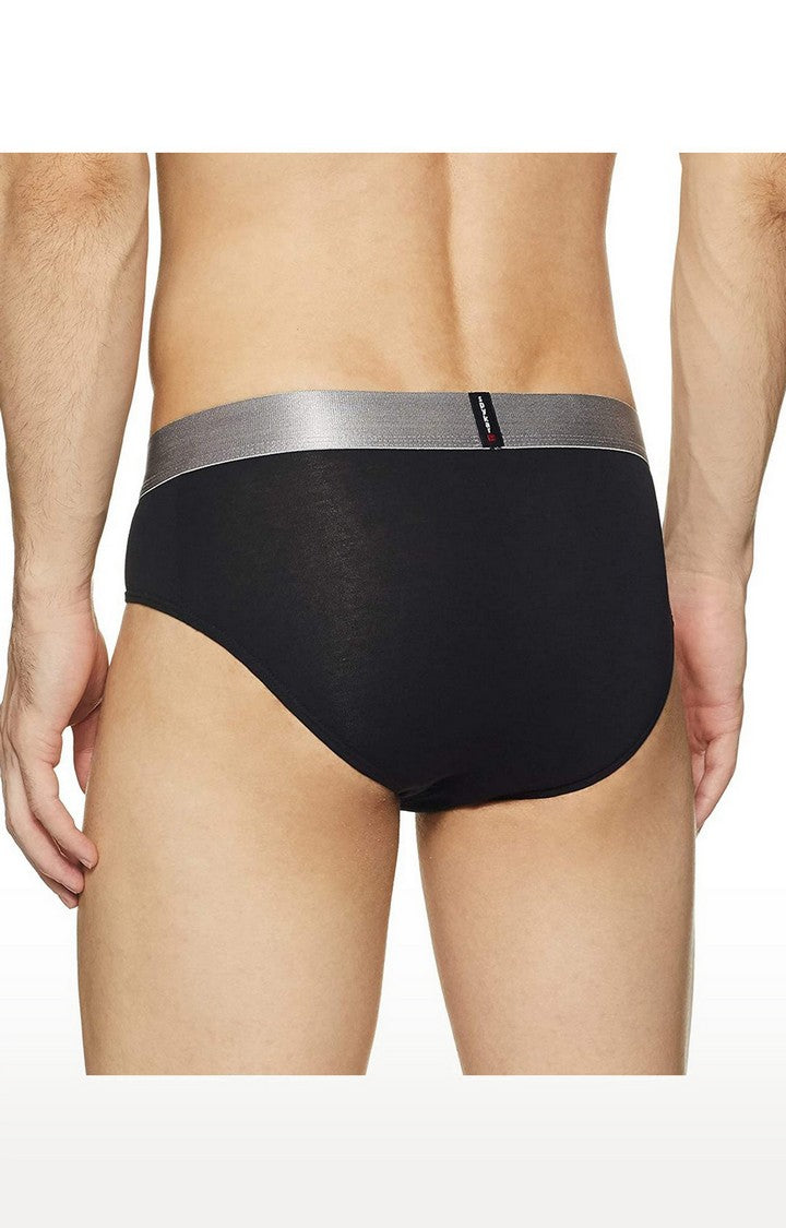 Black Cotton Brief for Men Premium - (Pack of 2)- UnderJeans by Spykar