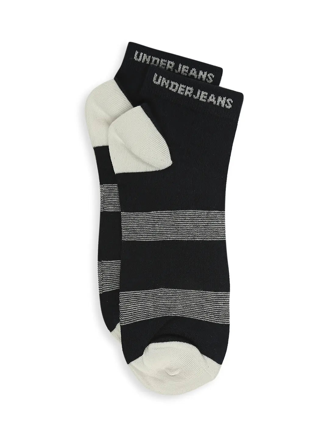 Men Premium Dark Grey & Navy Ankle Length Socks - Pack Of 2- Underjeans by Spykar