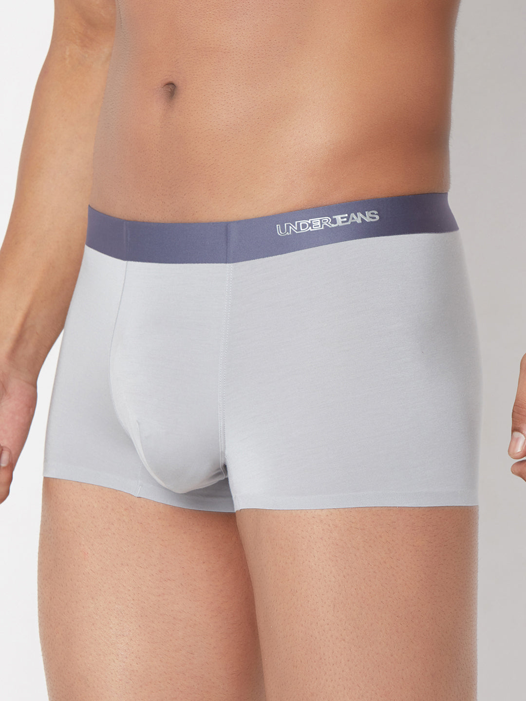 Men Grey Solid Super Premium Bonded Elastic Trunk - UnderJeans by Spykar
