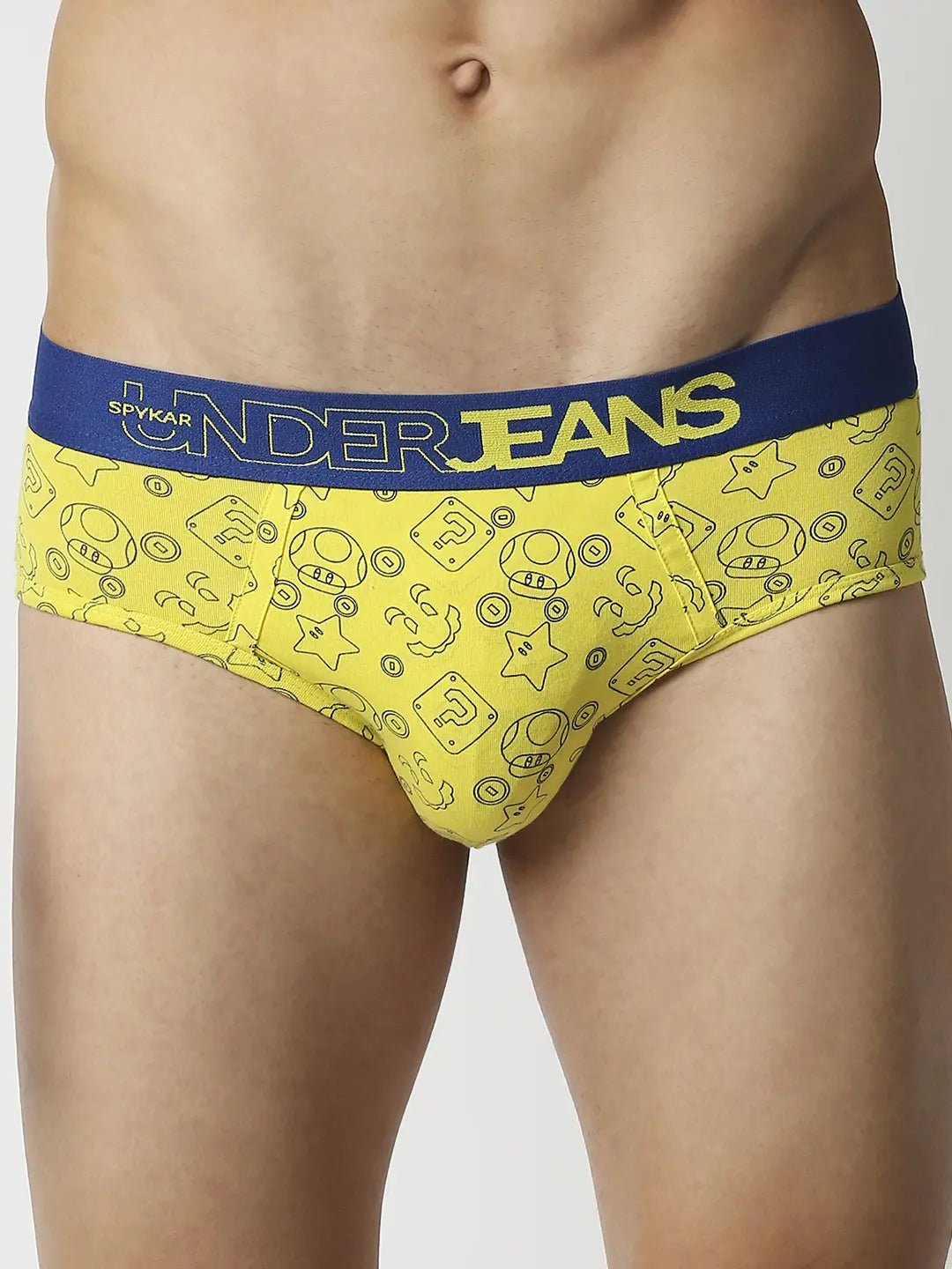 Men Premium Assorted Cotton Blend Printed Brief - Pack Of 3- Underjeans by Spykar