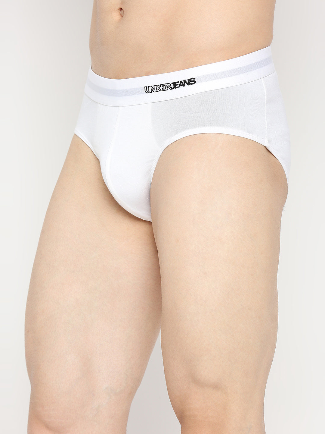 Men Premium Micromodal White Brief - UnderJeans by Spykar