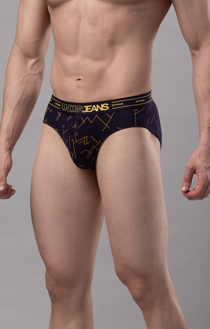 Underjeans by Spykar Men Premium Cotton Blend Navy Brief - (Pack of 2)