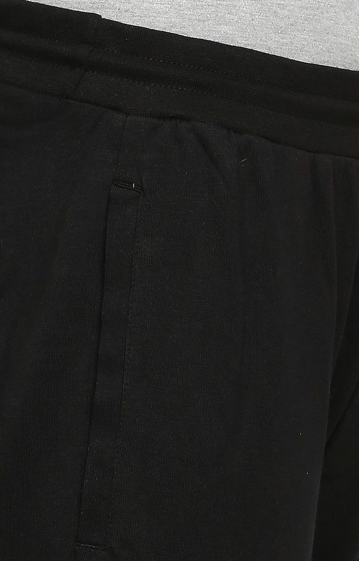 Men Premium Cotton Blend Knitted Black Trackpant- UnderJeans by Spykar