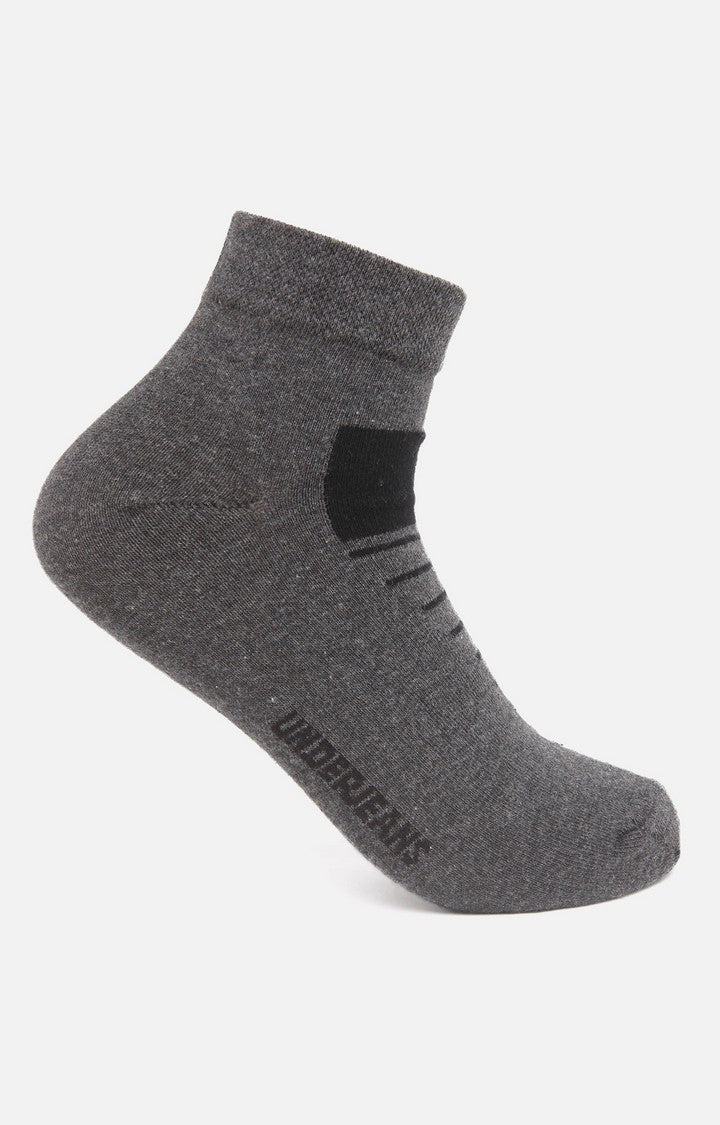 Men Premium Anthra Navy Black Grey Ankle Length (Non Terry) (Pack of 4) Socks- UnderJeans by Spykar