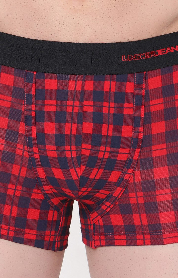 Blue-Check Cotton Trunk for Men Premium- UnderJeans by Spykar