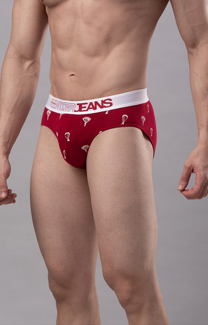 Maroon Cotton Brief for Men Premium- UnderJeans by Spykar