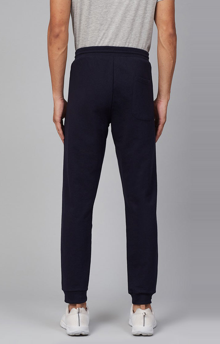 Navy Cotton Blend Solid Trackpants- UnderJeans by Spykar
