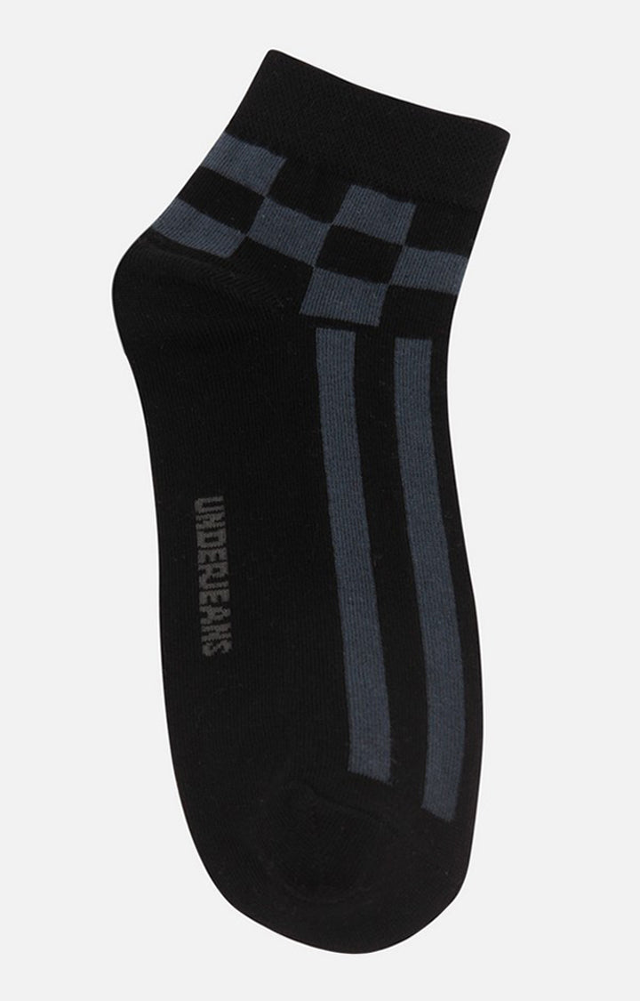Men Premium Black Ankle Length (Non Terry) Single Pair of Socks - UnderJeans by Spykar