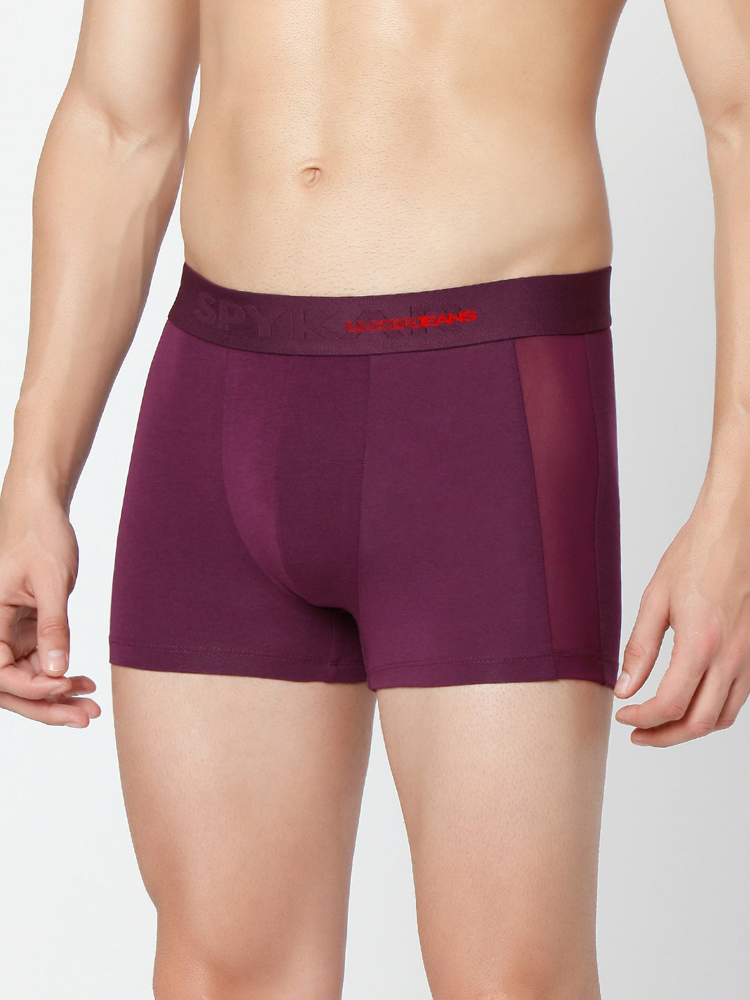 Men Premium Black & Purple Cotton Blend Trunk (Pack of 2)- UnderJeans by Spykar