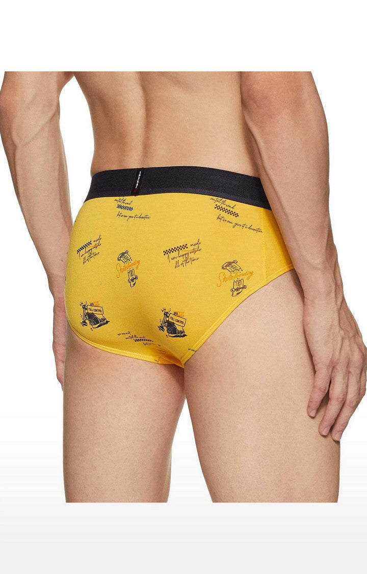 Yellow Cotton Brief for Men Premium - (Pack of 2)- UnderJeans by Spykar